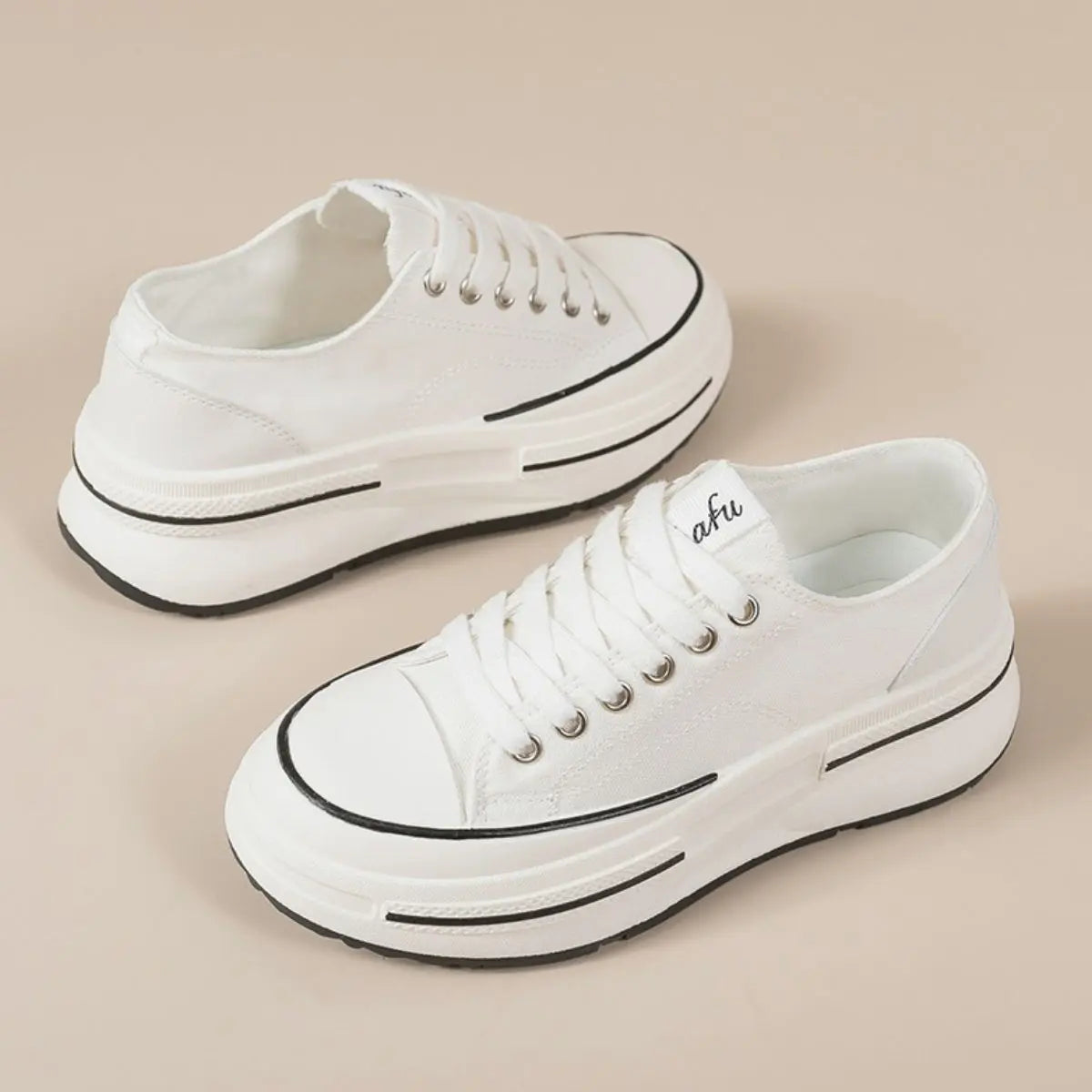 Tied Round Toe Platform Sneakers Trendsi