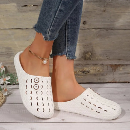 Round Toe PVC Flat Sandals Trendsi