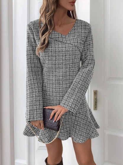 Perfee Asymmetric Long Sleeve Mini Dress - Stella Mount