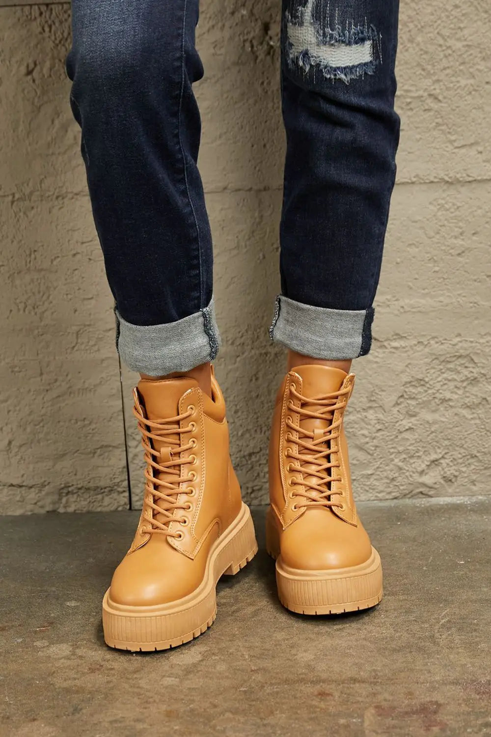 East Lion Corp Platform Combat Boots Trendsi