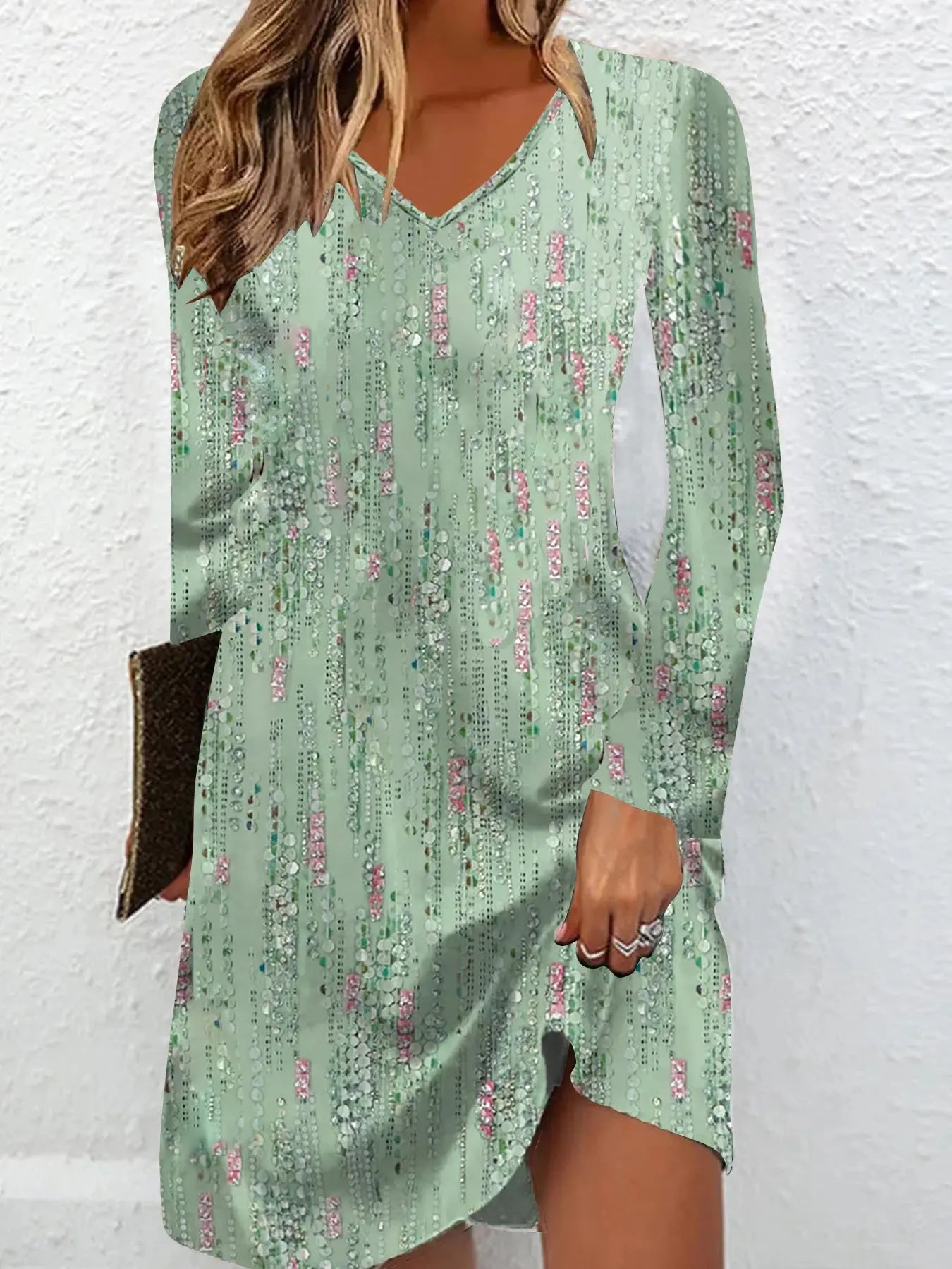 European And American Digital Printing Long Sleeve Dress CJ Dropshipping