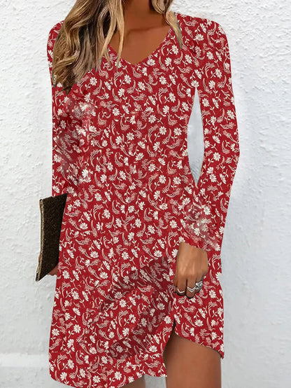 European And American Digital Printing Long Sleeve Dress CJ Dropshipping