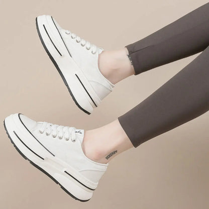 Tied Round Toe Platform Sneakers Trendsi