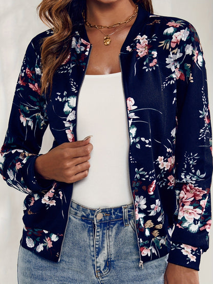 Printed Zip Up Long Sleeve Outerwear