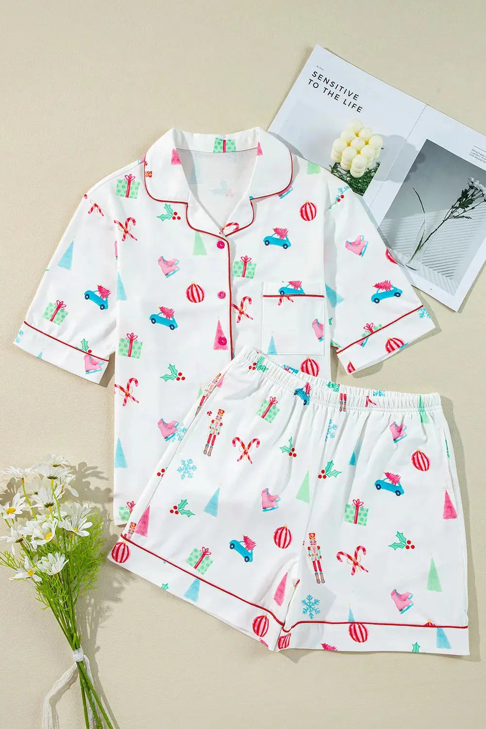 Printed Short Sleeve Top and Shorts Lounge Set Trendsi