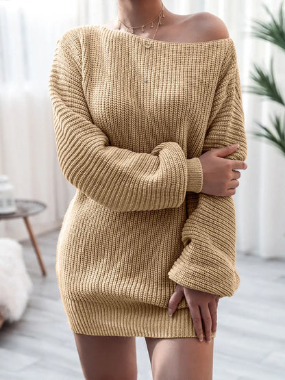 Rib-Knit Mini Sweater Dress - Stella Mount