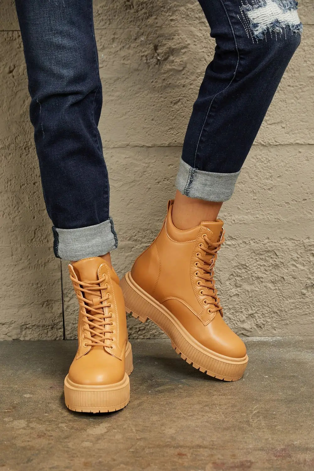 East Lion Corp Platform Combat Boots Trendsi