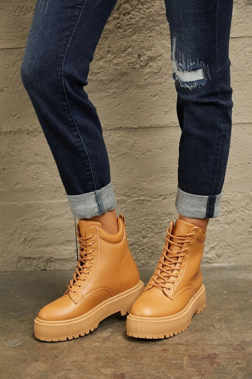 East Lion Corp Platform Combat Boots Trendsi