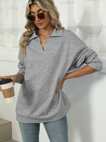 Johnny Collar Long Sleeve Sweatshirt