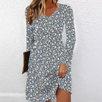 European And American Digital Printing Long Sleeve Dress CJ Dropshipping